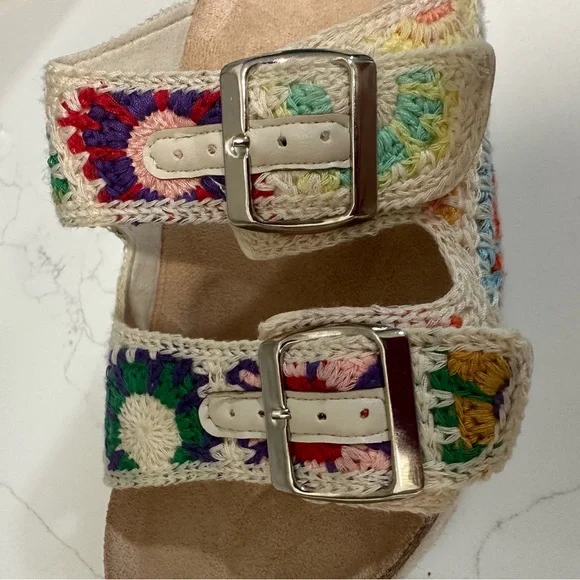 New Dirty Laundry Plays Crochet Platform Sandal Size 8 multi-color Espadrilles - Picture 5 of 11